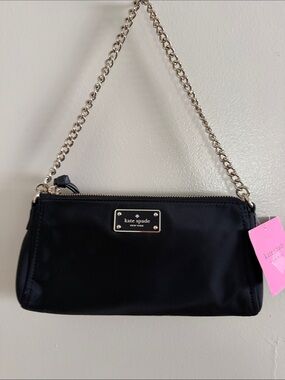 kate spade Black Nylon Crossbody with Gold Chain